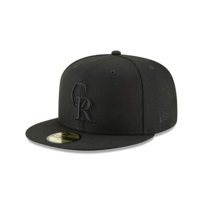 Black Colorado Rockies Hat - New Era MLB Blackout Basic 59FIFTY Fitted Caps USA0963427